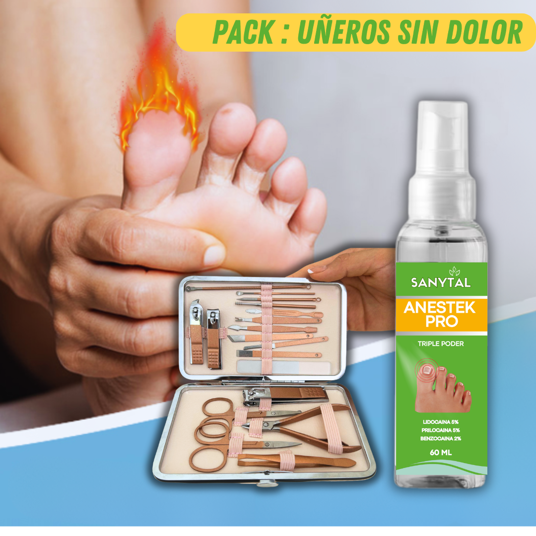 PACK PARA UÑEROS SIN DOLOR - (SPRAY ANESTÉSICO ANESTEK PRO + HERRAMIENTAS PODOLOGICAS) M0250
