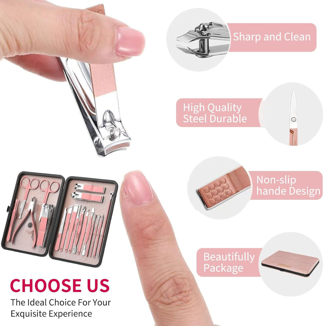 2x1 Set Manicure Pedicure 18 En 1 - Kit Acero Inoxidable - M065