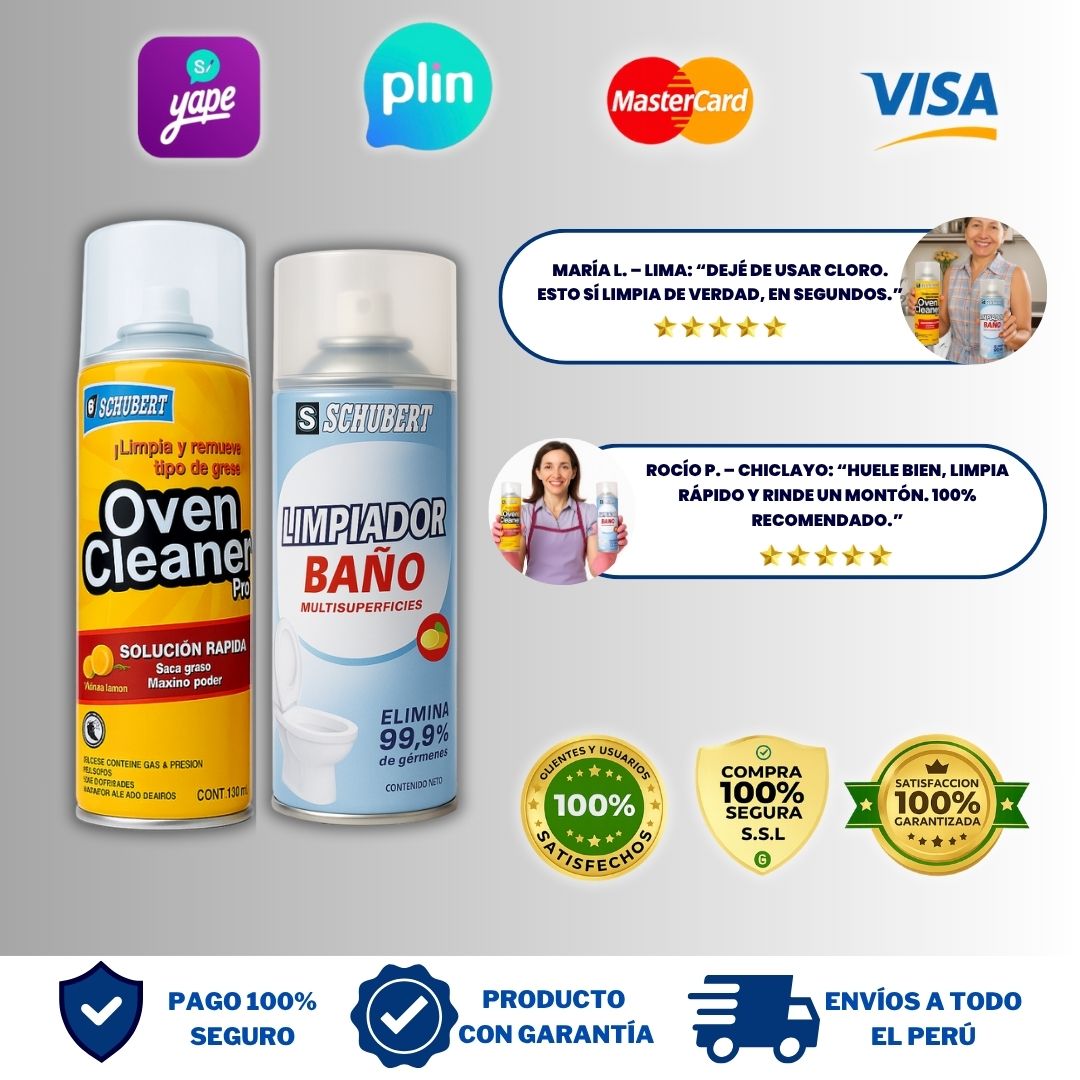 KIT LIMPIADOR (1 OVEN + 1 ESPUMA DE BAÑO + PAÑOS METALICOS) + REGALO - M0383