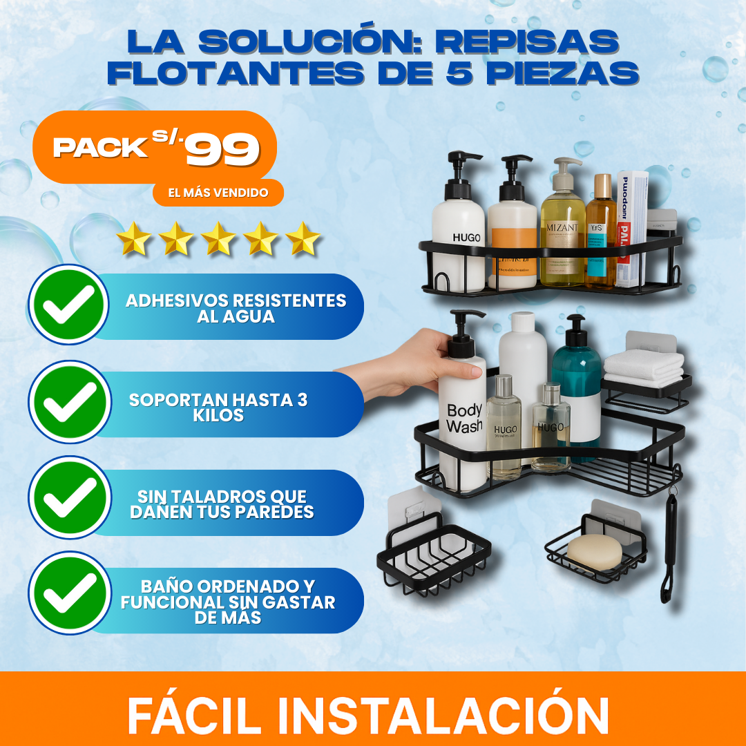 REPISAS ORGANIZADORAS DE BAÑO 5 EN 1 - R01