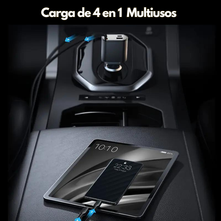 CARGADOR RETRÁCTIL PARA AUTO 4 EN 1- 50%. DSCTO