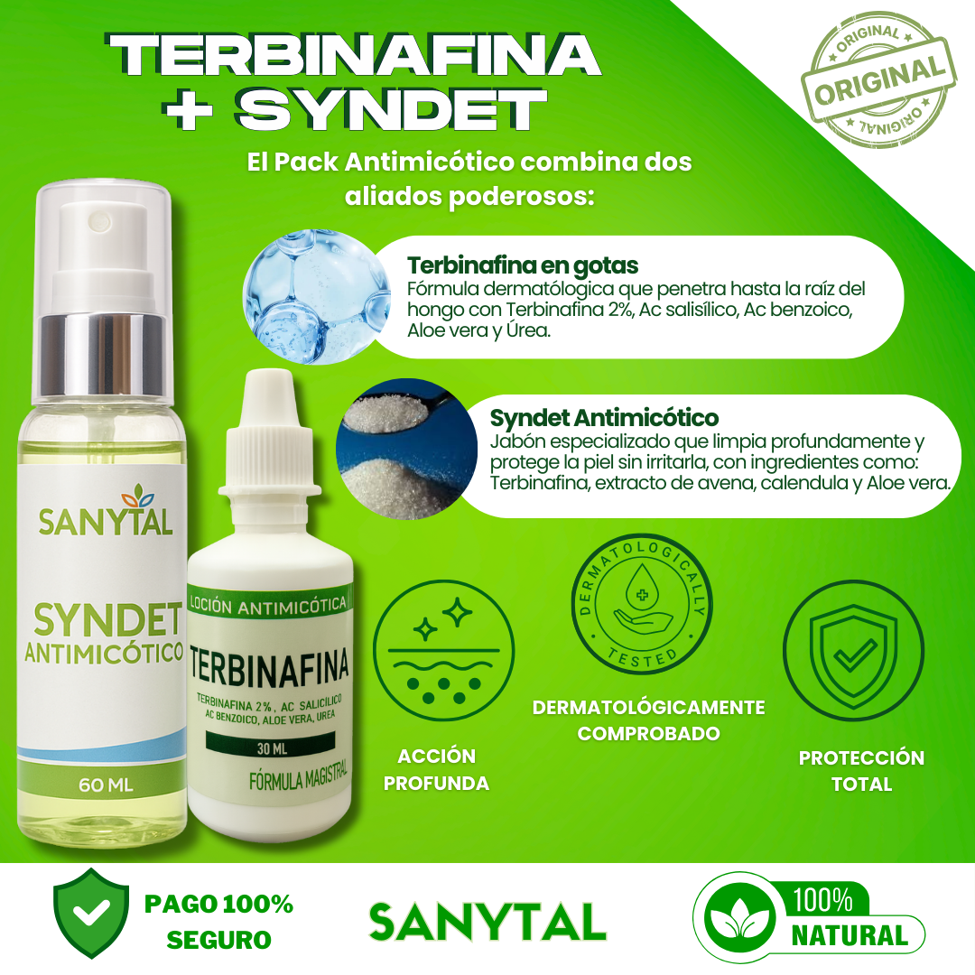 PACK ANTIMICOTICO (GOTAS DE TERBINAFINA + SYNDET ANTIMICOTICO)- T01