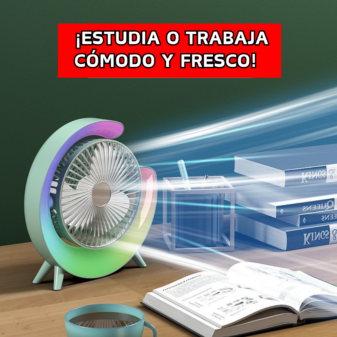 VENTILADOR RECARGABLE CON LUCES LED 2 EN 1