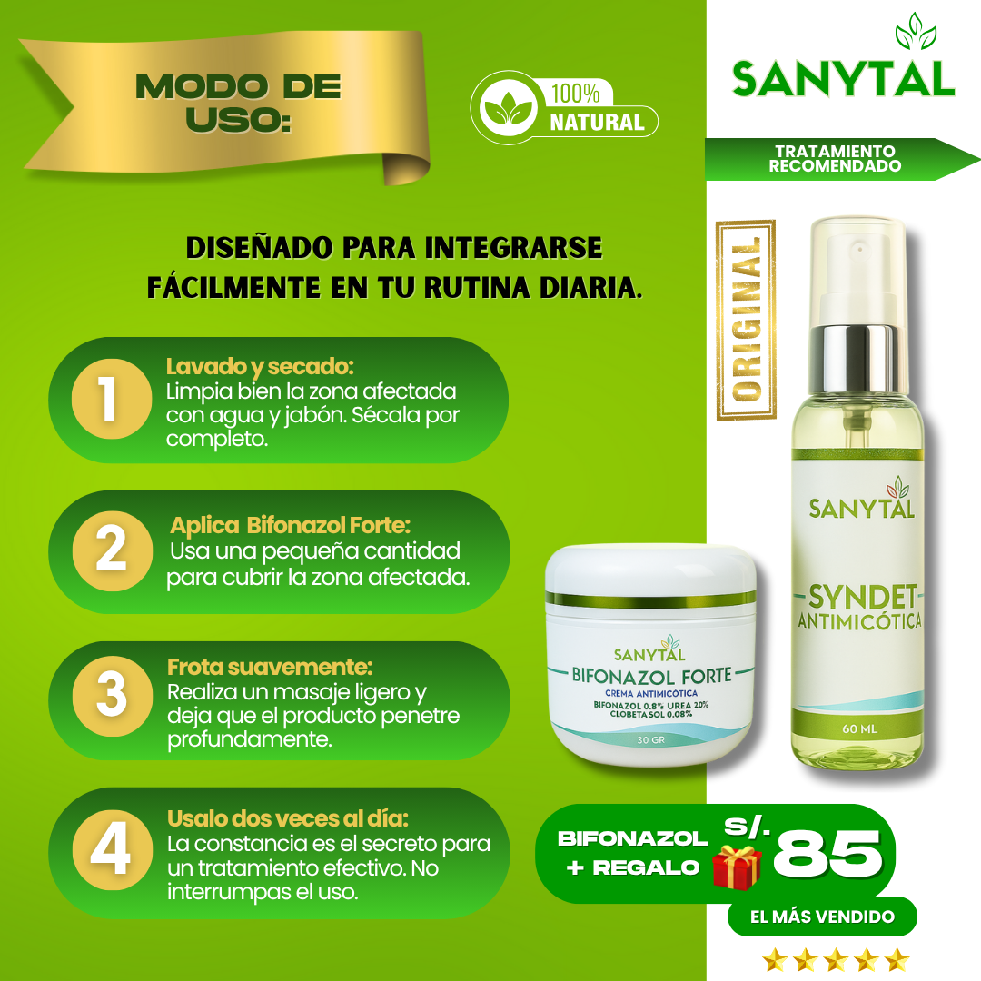 PACK ELIMINA TIÑA E INFECCIONES POR HONGO EN LA PIEL (BIFONAZOL FORTE + JABÓN ANTIMICOTICO SYNDET)- B02