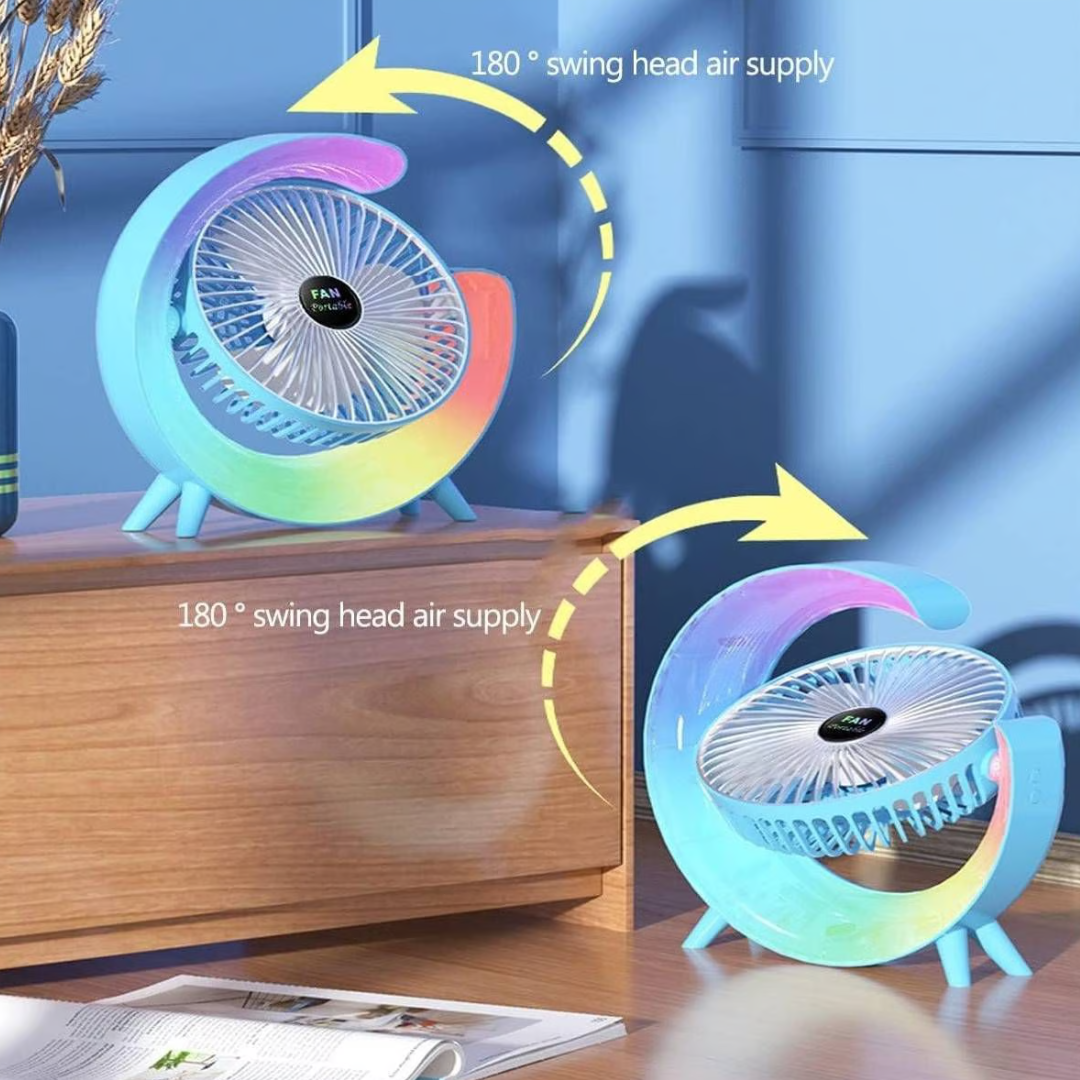 VENTILADOR RECARGABLE CON LUCES LED 2 EN 1