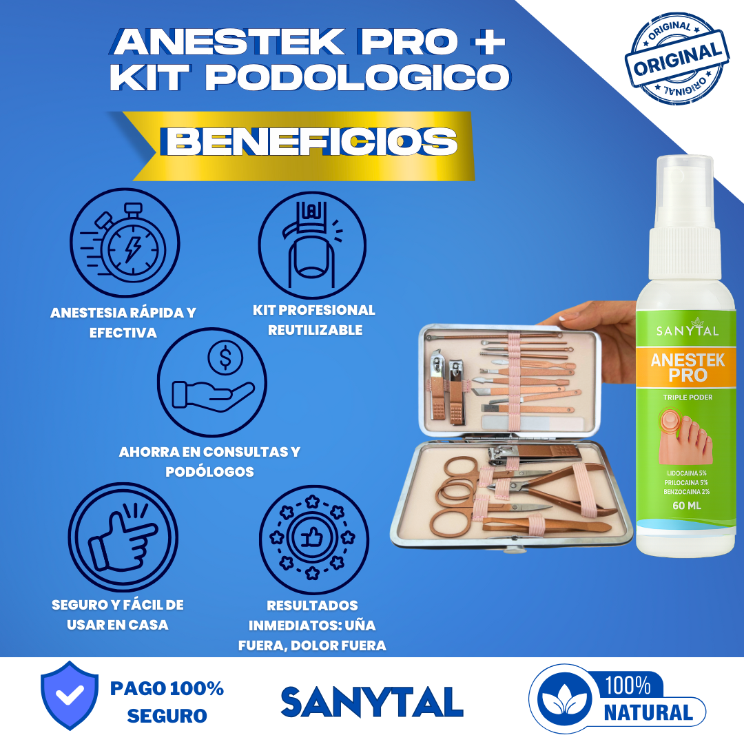 PACK PARA UÑEROS SIN DOLOR - (SPRAY ANESTÉSICO ANESTEK PRO + HERRAMIENTAS PODOLOGICAS)