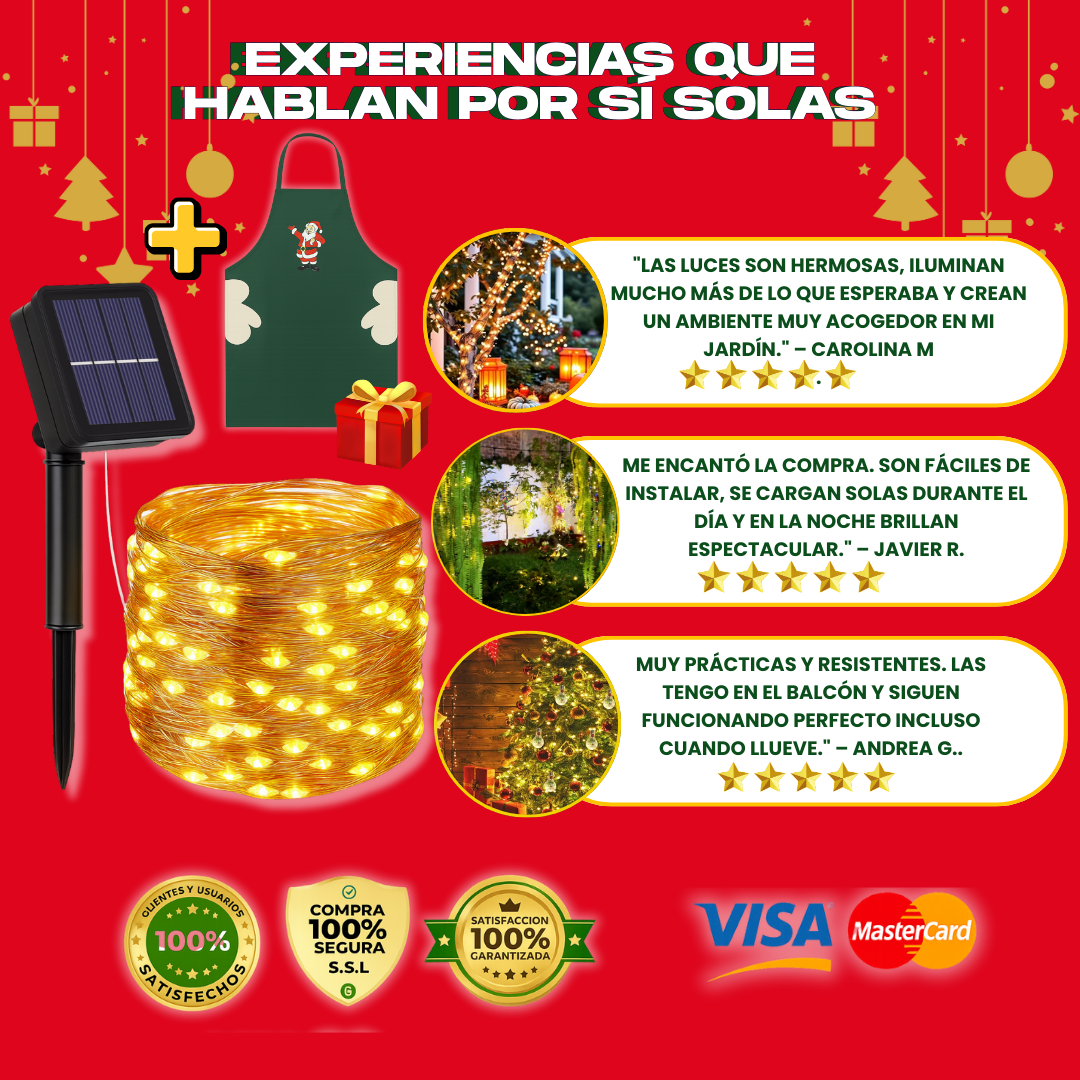 2 LUCES SOLARES DORADO (20 M) + REGALO GRATIS - M0321