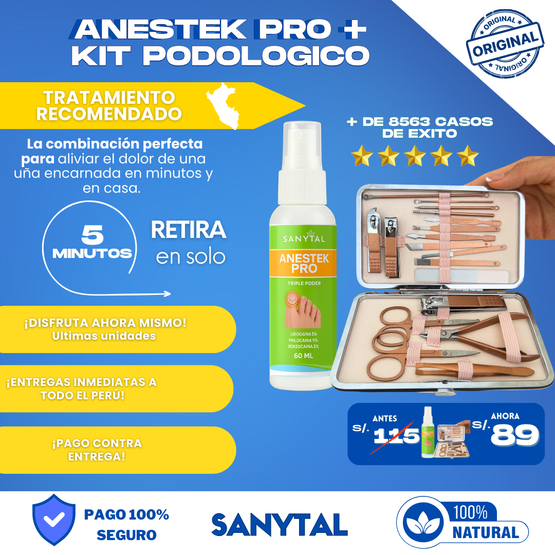 PACK PARA UÑEROS SIN DOLOR - (SPRAY ANESTÉSICO ANESTEK PRO + HERRAMIENTAS PODOLOGICAS)