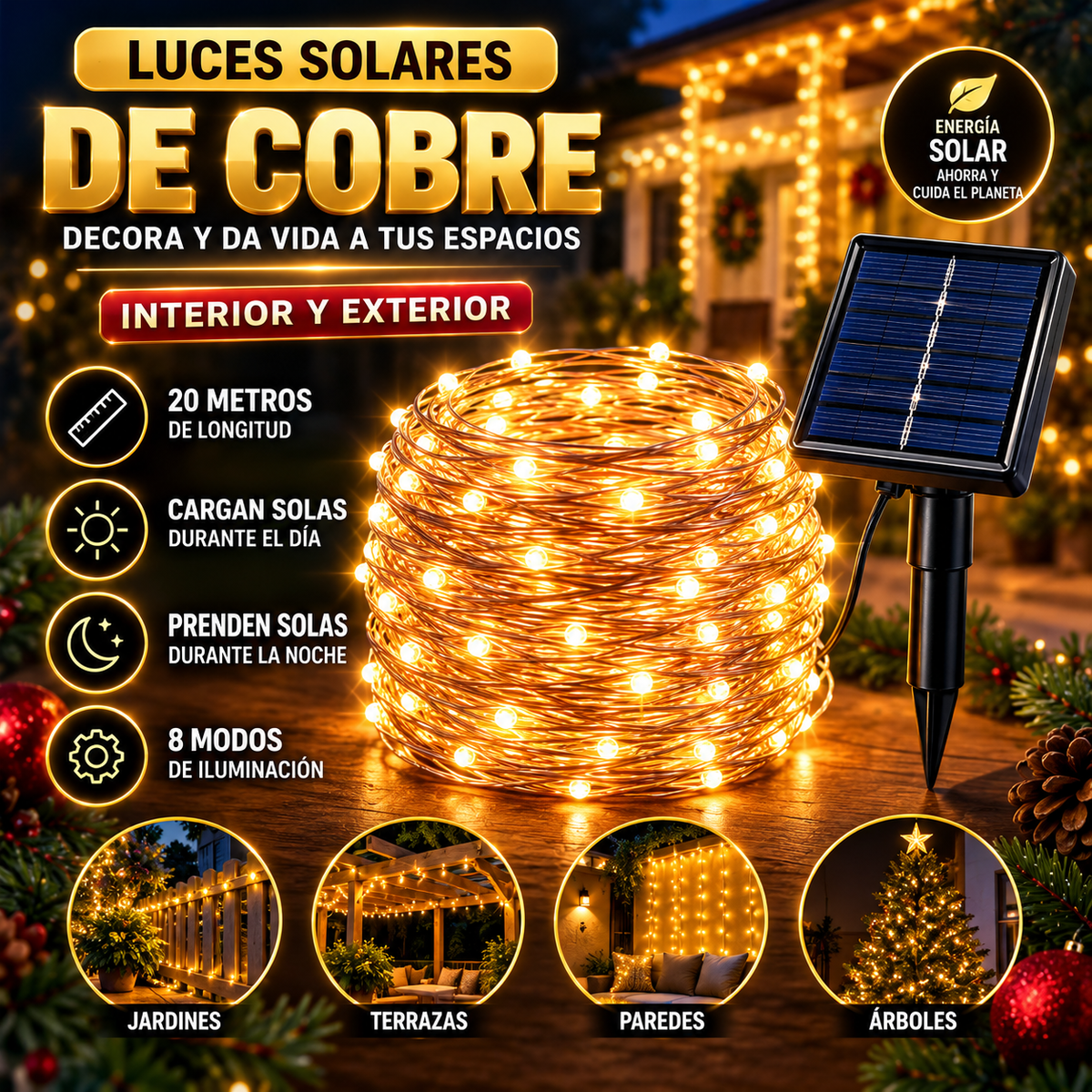 LUCES SOLARES DE COBRE - LC1