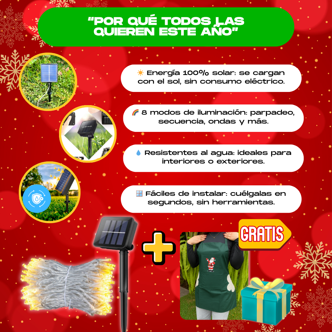 CORTINA LED SOLARES + REGALO NAVIDEÑO -  M0349