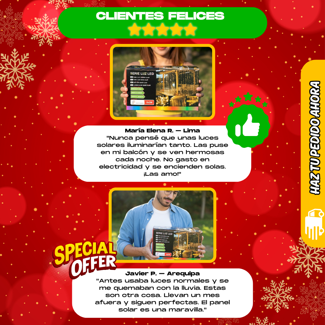 CORTINA LED SOLARES + REGALO NAVIDEÑO -  M0349