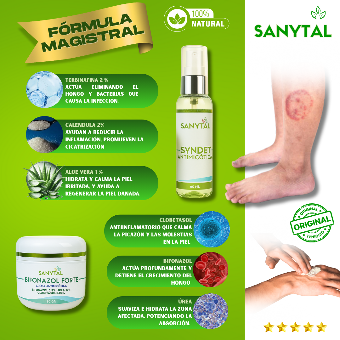 PACK ELIMINA TIÑA E INFECCIONES POR HONGO EN LA PIEL (BIFONAZOL FORTE + JABÓN ANTIMICOTICO SYNDET)- B01