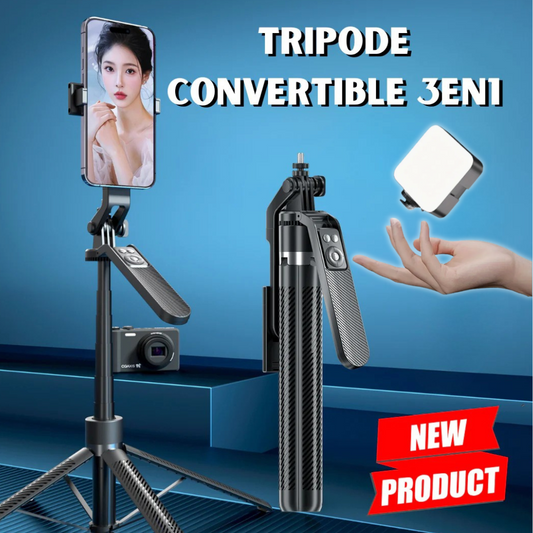 NUEVO TRIPODE CONVERTIBLE 3EN1 + CONTROL REMOTO + LUZ LED PORTATIL - M026