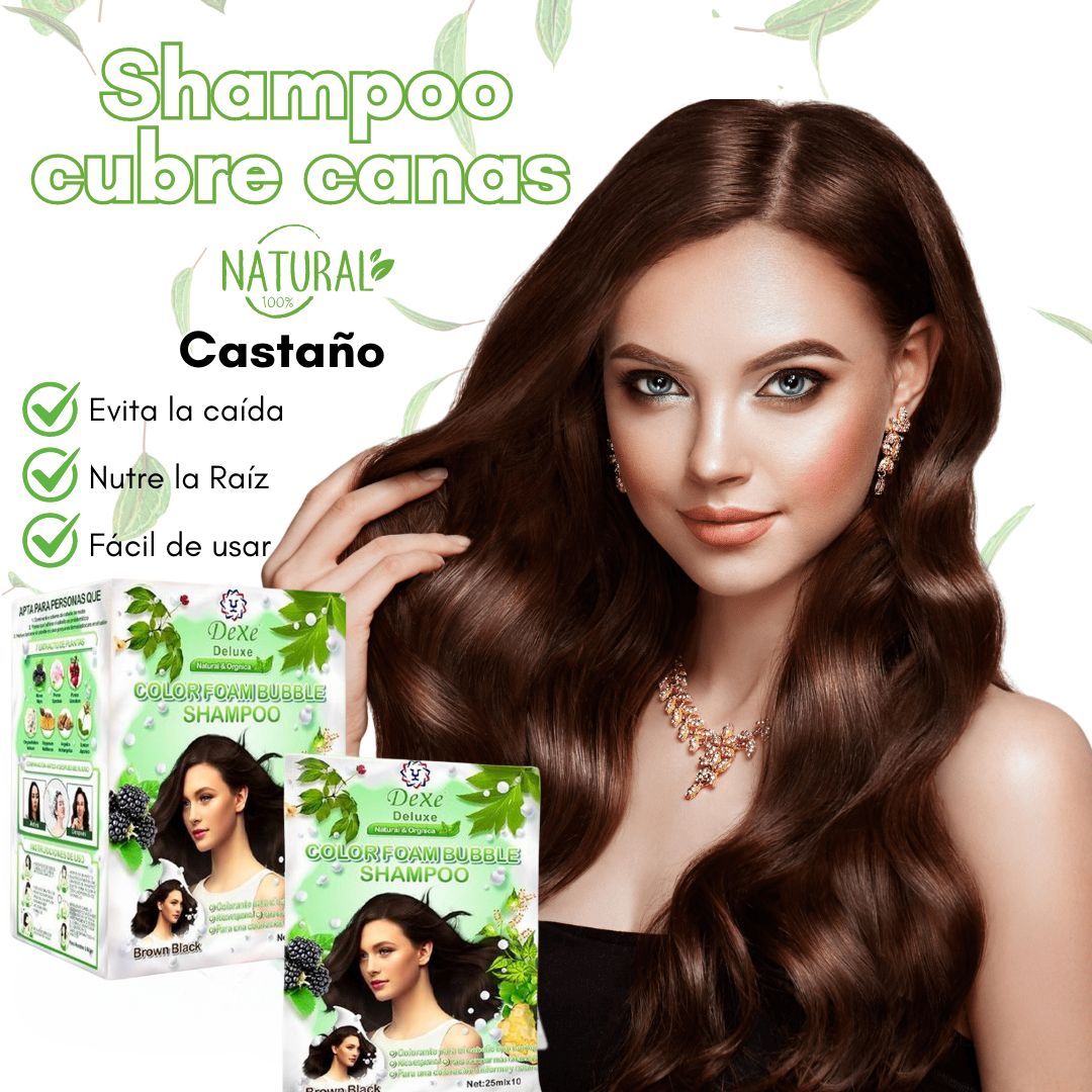 SHAMPOO DEXE ANTICANAS COLOR CASTAÑO OSCURO (10 Sachets) + GRATIS PEINE para teñir - M0171