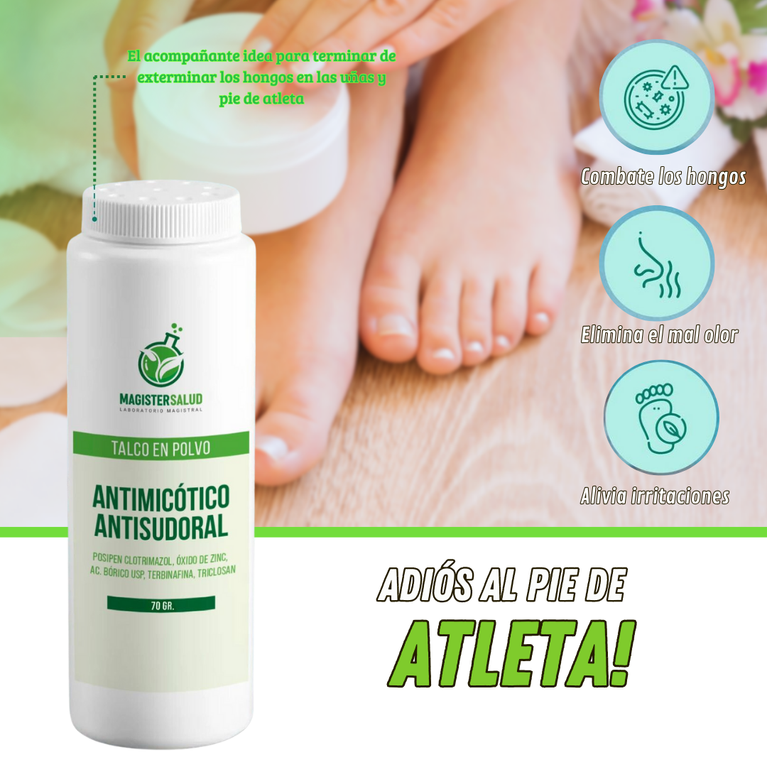PACK: TERBINAFINA + TALCO ANTIMICÓTICO (ELIMINA HONGOS EN LAS UÑAS Y PIE DE ATLETA) - M0306