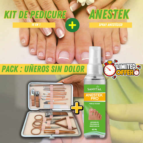 PACK PARA UÑEROS SIN DOLOR - (SPRAY ANESTÉSICO ANESTEK PRO + HERRAMIENTAS PODOLOGICAS) M0250