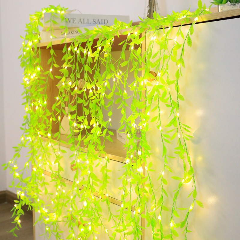 CORTINA DE HOJAS ARTIFICIALES CON LUZ LED