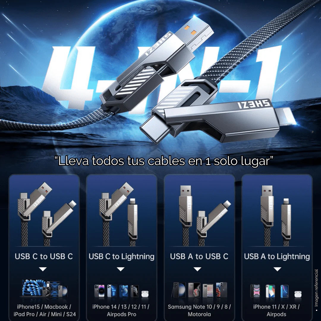 1 CABLE CONVERTIBLE MULTIFUNCIONAL (4 EN 1)- 50% DSCTO.