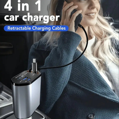 CARGADOR RETRÁCTIL PARA AUTO 4 EN 1- 50%. DSCTO