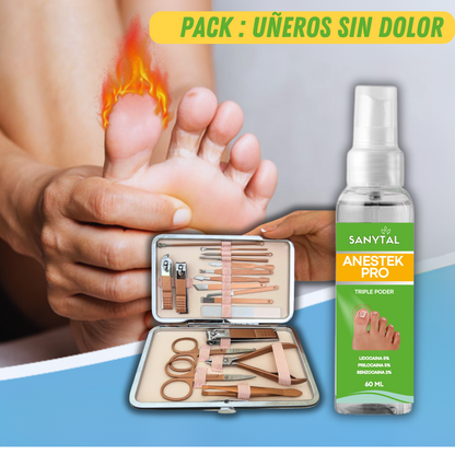 PACK PARA UÑEROS SIN DOLOR - (SPRAY ANESTÉSICO ANESTEK PRO + HERRAMIENTAS PODOLOGICAS) M0250