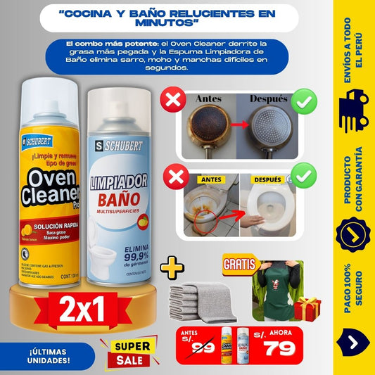 KIT LIMPIADOR ( 1 OVEN + 1 ESPUMA + 3 PAÑOS) + 1 REGALO - M0360