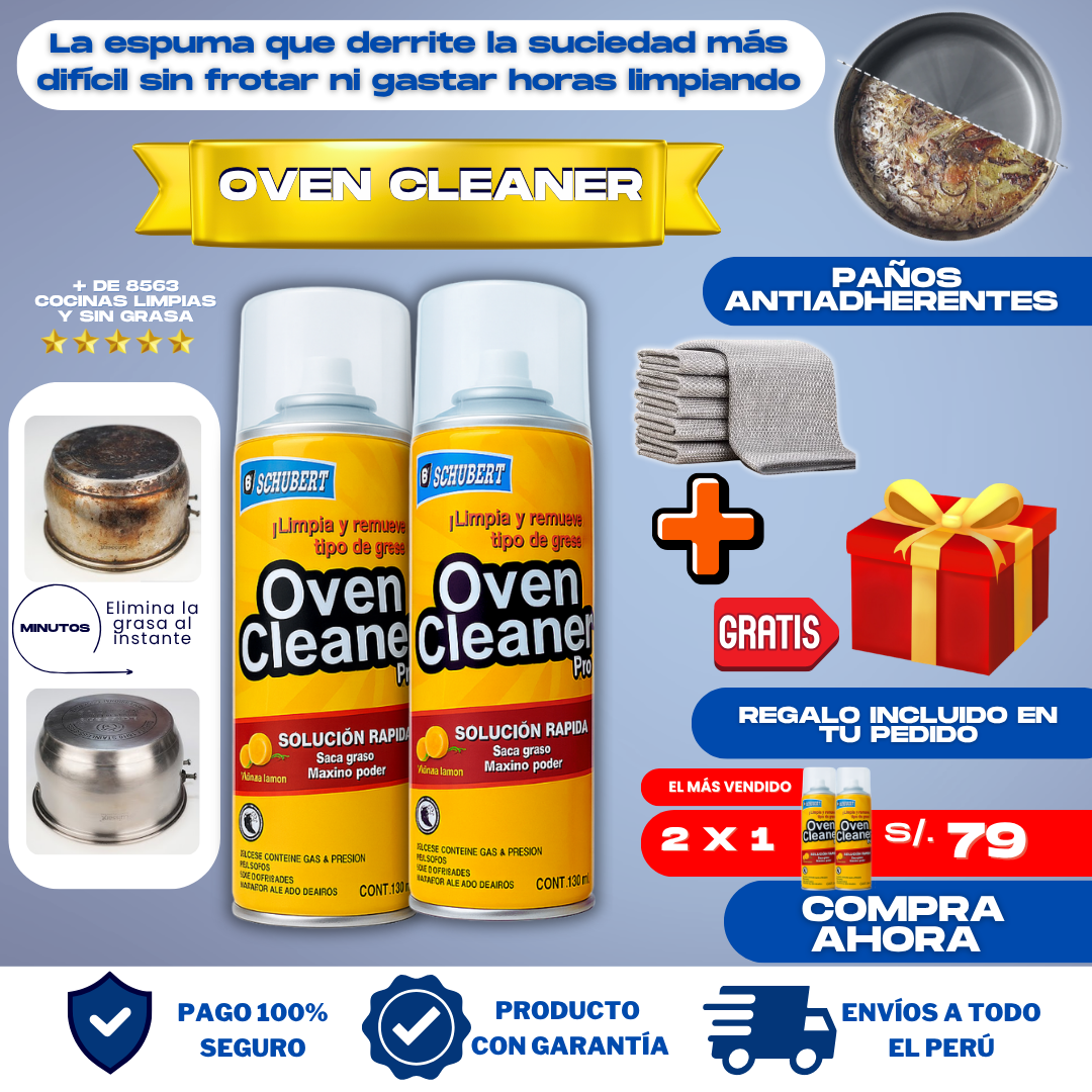COMBO QUITAGRASA (2 OVEN + 3 PAÑOS) + 1 REGALO