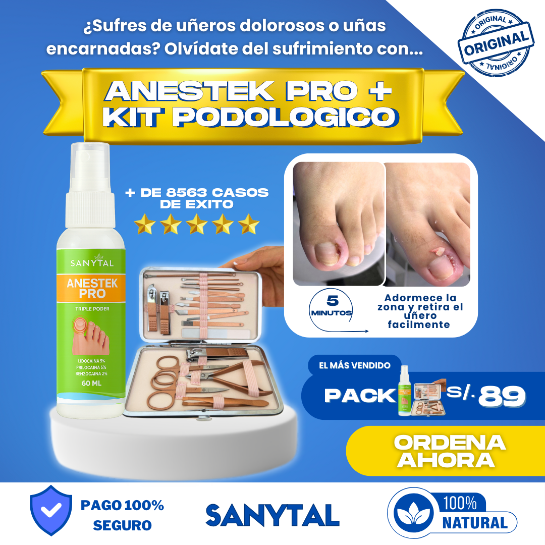 PACK PARA UÑEROS SIN DOLOR - (SPRAY ANESTÉSICO ANESTEK PRO + HERRAMIENTAS PODOLOGICAS)
