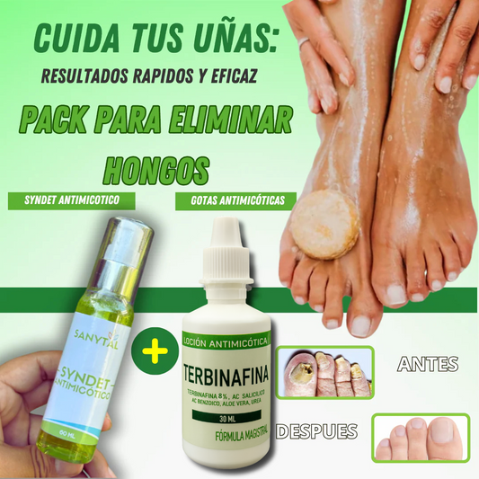 PACK ANTIMICOTICO (GOTAS DE TERBINAFINA 8% + JABON ANTIMICOTICO (SYNDET) (ELIMINA HONGOS EN LAS UÑAS Y PIE DE ATLETA)- M0261