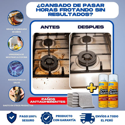 COMBO QUITAGRASA (2 OVEN + 3 PAÑOS) + 1 REGALO  - O010