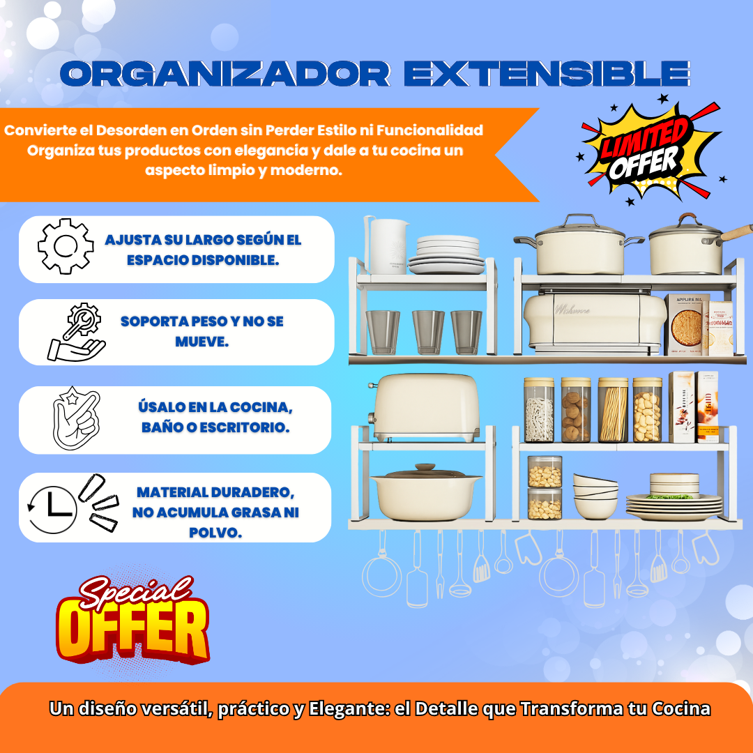 ORGANIZADOR EXTENSIBLE DE COCINA + REGALO- M0372