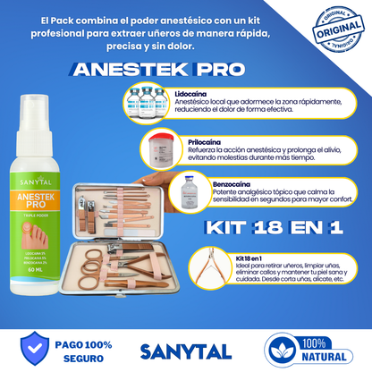 PACK PARA UÑEROS SIN DOLOR - (SPRAY ANESTÉSICO ANESTEK PRO + HERRAMIENTAS PODOLOGICAS)