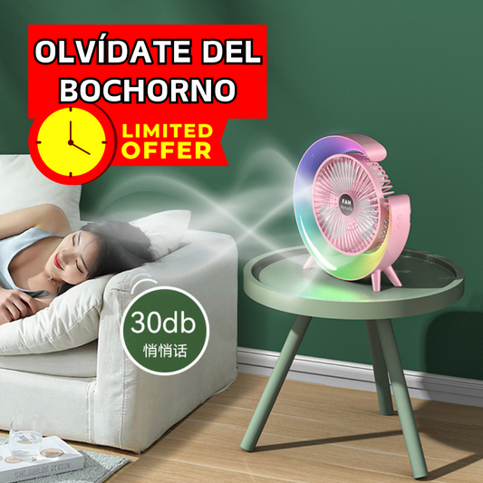 VENTILADOR RECARGABLE CON LUCES LED 2 EN 1