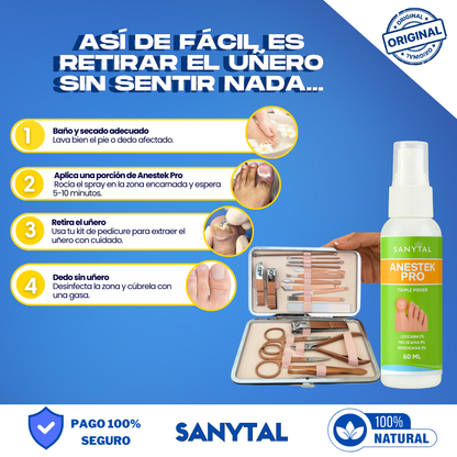 PACK PARA UÑEROS SIN DOLOR - (SPRAY ANESTÉSICO ANESTEK PRO + HERRAMIENTAS PODOLOGICAS)