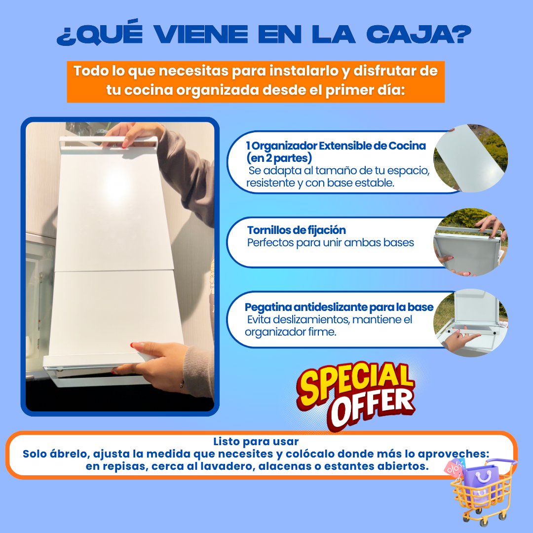 ORGANIZADOR EXTENSIBLE DE COCINA + REGALO- M0372