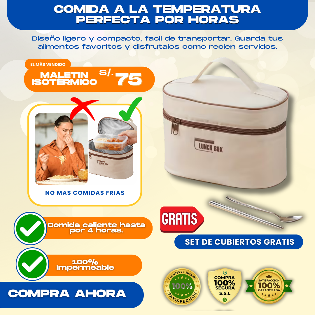 MALETIN ISOTERMICO PREMIUM + CUBIERTOS DE REGALO - M0412