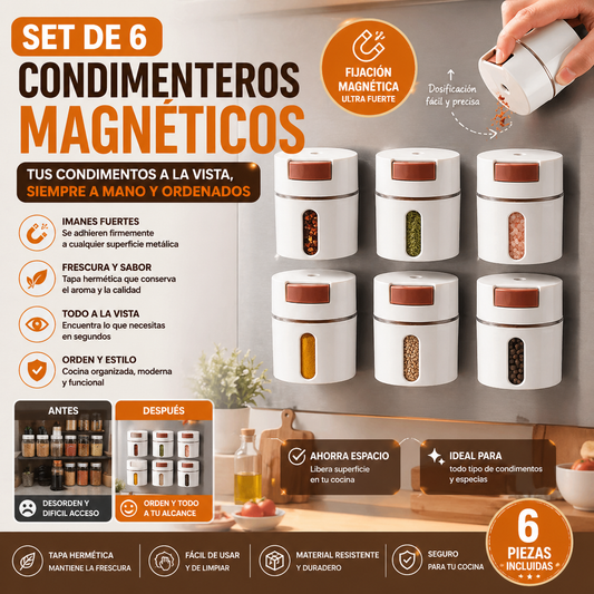 Set de Condimenteros Magnéticos Pro x6