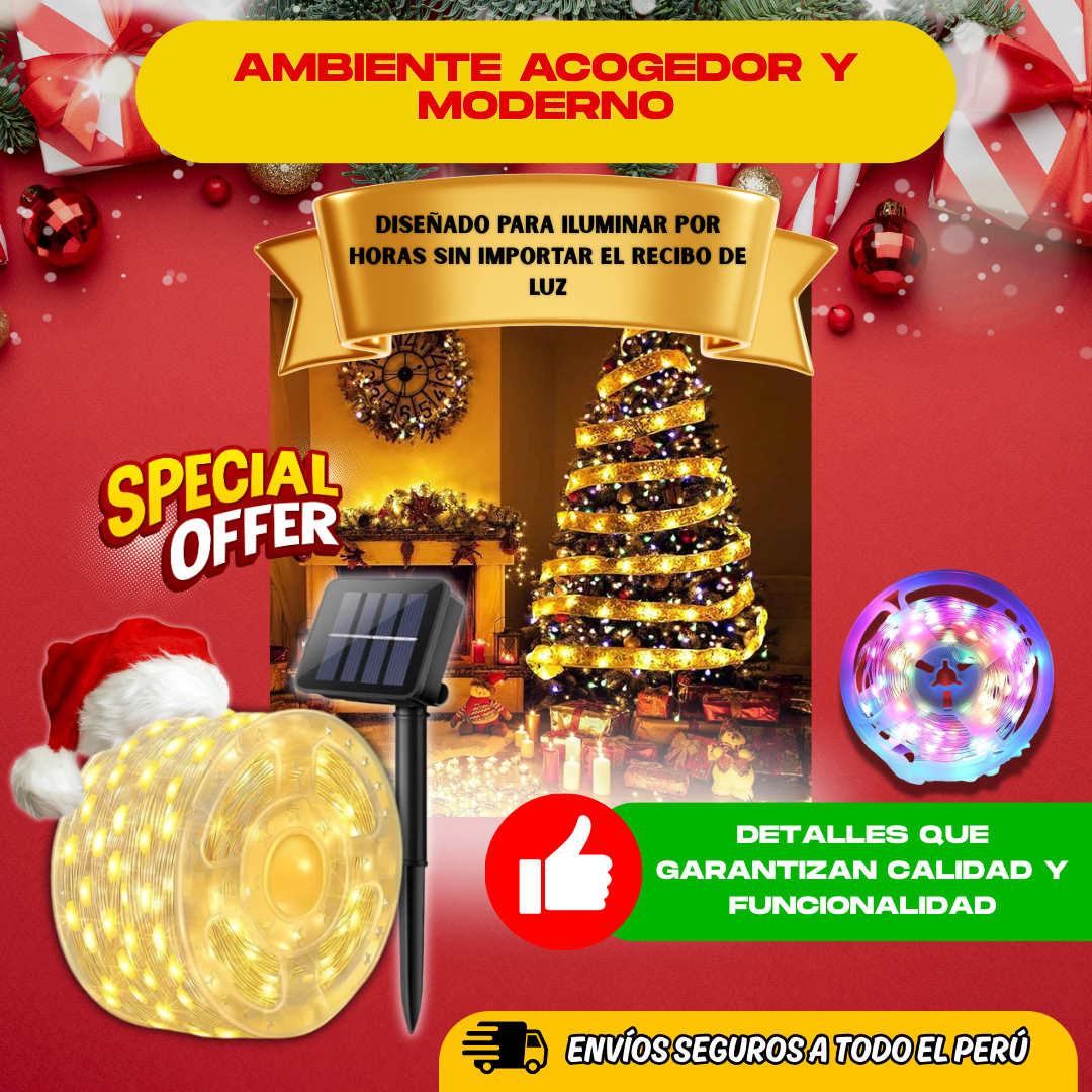ROLLO LUCES SOLARES DE 45 METROS + REGALO NAVIDEÑO - M0334