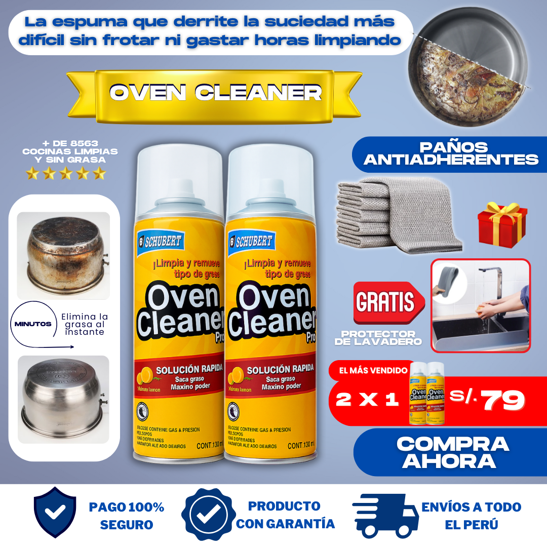 COMBO QUITAGRASA (2 OVEN + 3 PAÑOS) + 1 REGALO  - O010