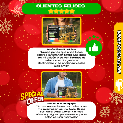 CORTINA LED SOLARES + REGALO NAVIDEÑO - M0350