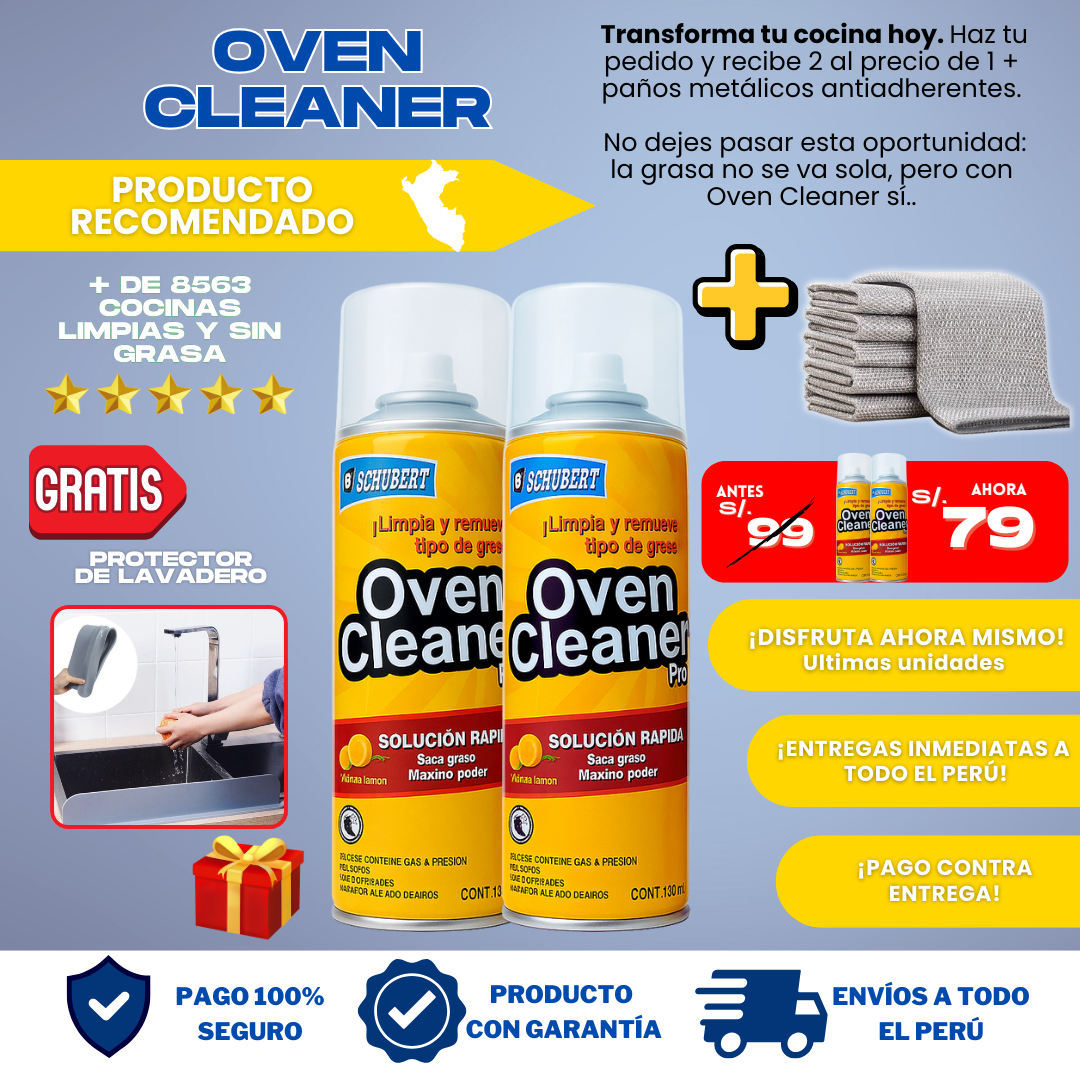 COMBO QUITAGRASA (2 OVEN + 3 PAÑOS) + 1 REGALO  - O010