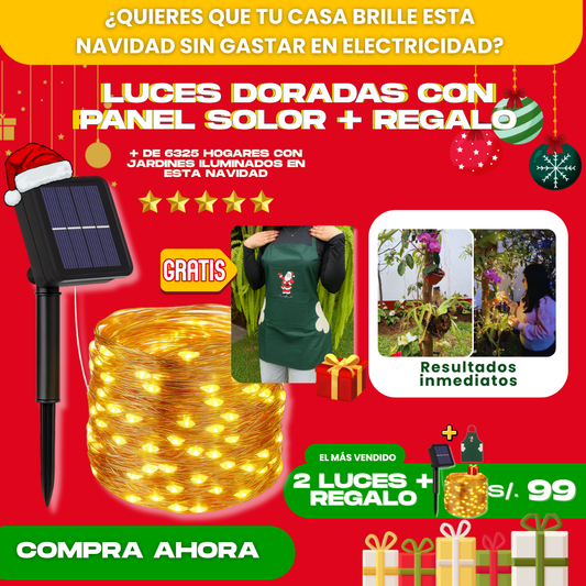 2 LUCES SOLARES DORADO (20 M) + REGALO GRATIS - M0321