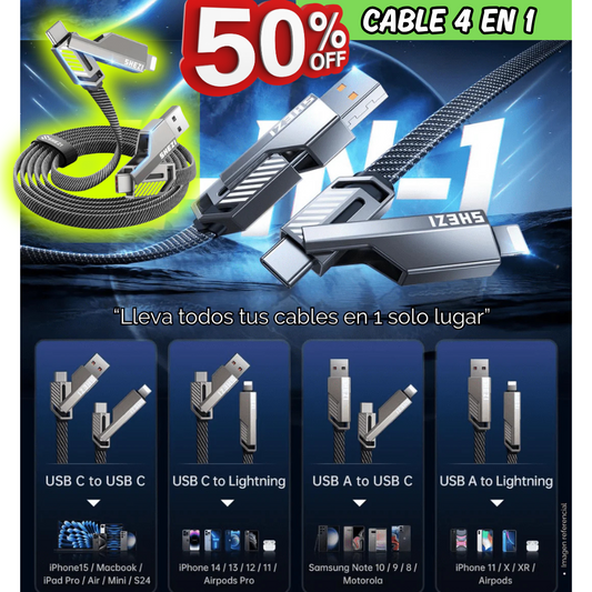 1 CABLE CONVERTIBLE MULTIFUNCIONAL (4 EN 1)- 50% DSCTO.