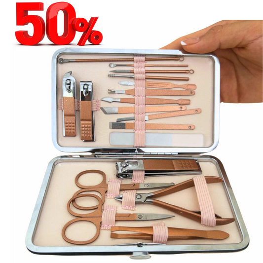 Set Manicure Pedicure 18 En 1 - Kit Acero Inoxidable - 50% DSCTO.