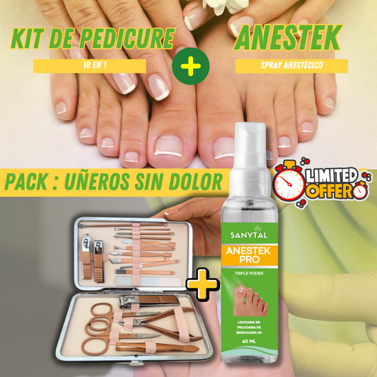 PACK PARA UÑEROS SIN DOLOR - (SPRAY ANESTÉSICO ANESTEK PRO + HERRAMIENTAS PODOLOGICAS) M0241