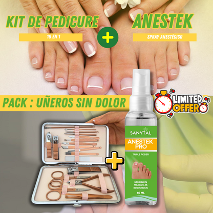 PACK PARA UÑEROS SIN DOLOR - (SPRAY ANESTÉSICO ANESTEK PRO + HERRAMIENTAS PODOLOGICAS) M0250