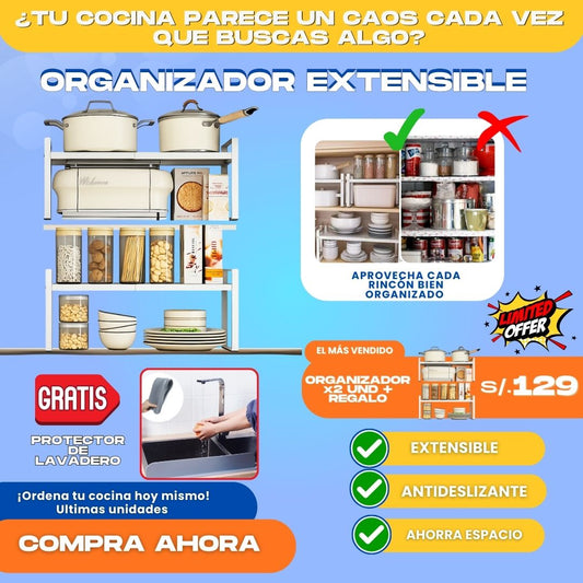 ORGANIZADOR EXTENSIBLE DE COCINA + REGALO - M0374
