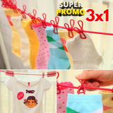 TENDEDERO ELÁSTICO PARA ROPA (3UNIDADES)