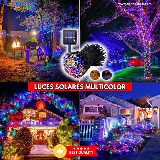LUCES SOLARES NAVIDEÑAS MULTICOLOR (18 METROS).