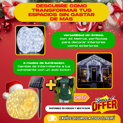 ROLLO LUCES SOLARES DE 45 METROS + REGALO NAVIDEÑO - M0334