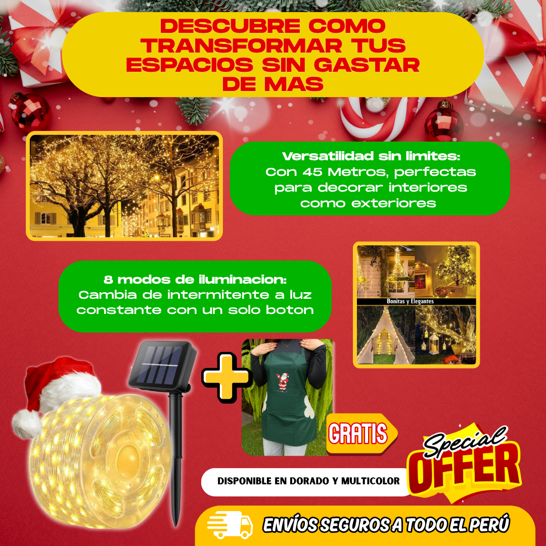 ROLLO LUCES SOLARES 45M + REGALO NAVIDEÑO - M0346